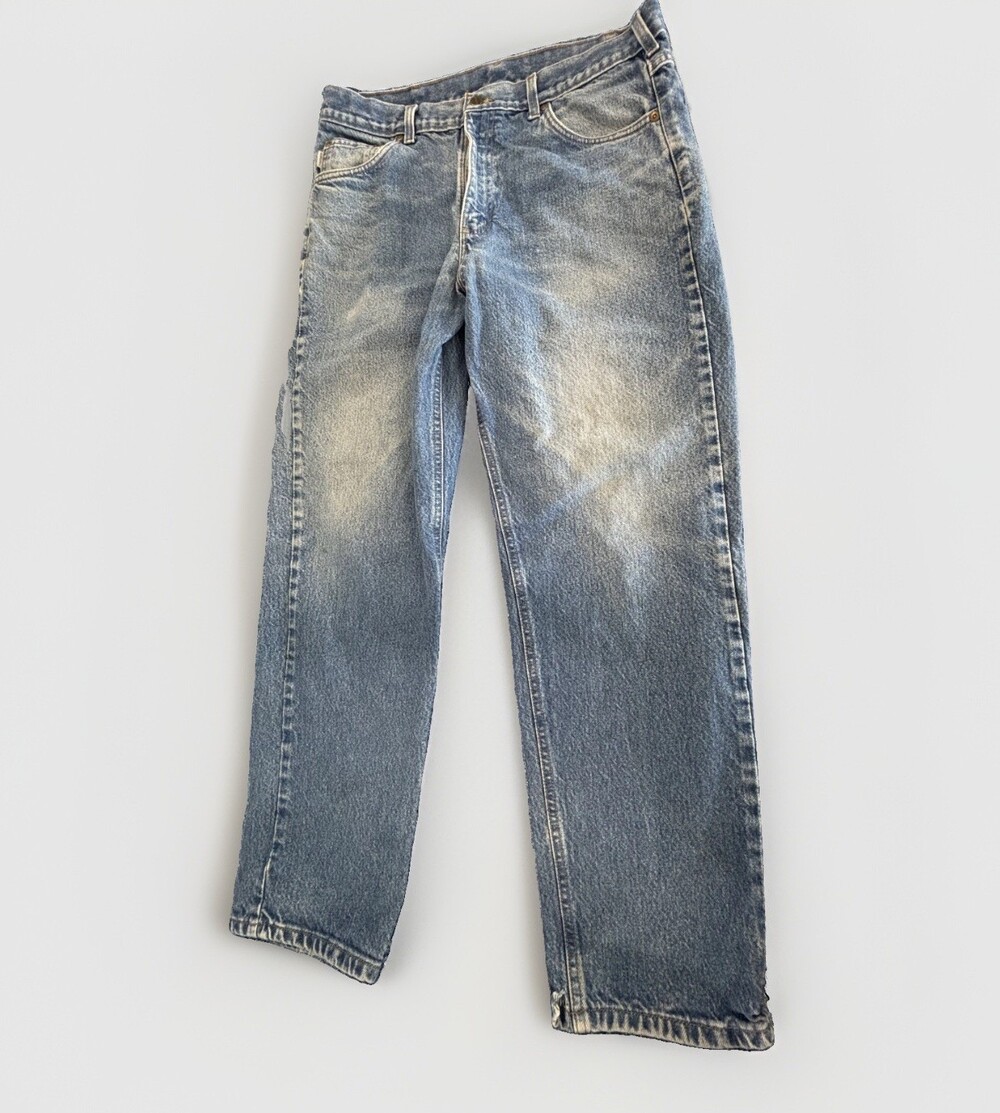 Carhartt Men's Blue Straight Denim Jeans 35in Distressed Relaxed Fit Mid Rise